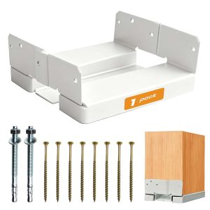 1PCS 8×8 Post Base for Concrete | 1″ Standoff, White E-Coated | For Deck, Pergola & Patio (Screws Included)