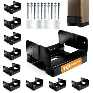10PCS 6×6 Post Base for Concrete | 1″ Standoff, Black E-Coated | For Deck, Pergola & Patio (Screws Included)