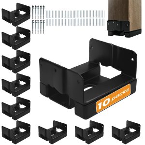 10PCS 4×4 Post Base for Concrete | 1″ Standoff, Black E-Coated | For Deck, Pergola & Patio (Screws Included)