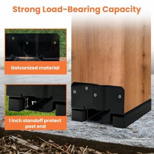 10PCS 6×6 Post Base for Concrete | 1″ Standoff, Black E-Coated | For Deck, Pergola & Patio (Screws Included)