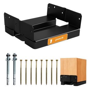 1PCS 8×8 Post Base for Concrete | 1″ Standoff, Black E-Coated | For Deck, Pergola & Patio (Screws Included)