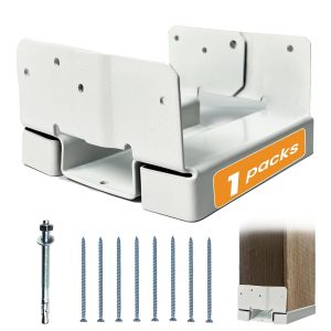 1PCS 6x6 Post Base for Concrete | 1″ Standoff, White E-Coated | For Deck, Pergola & Patio (Screws Included)