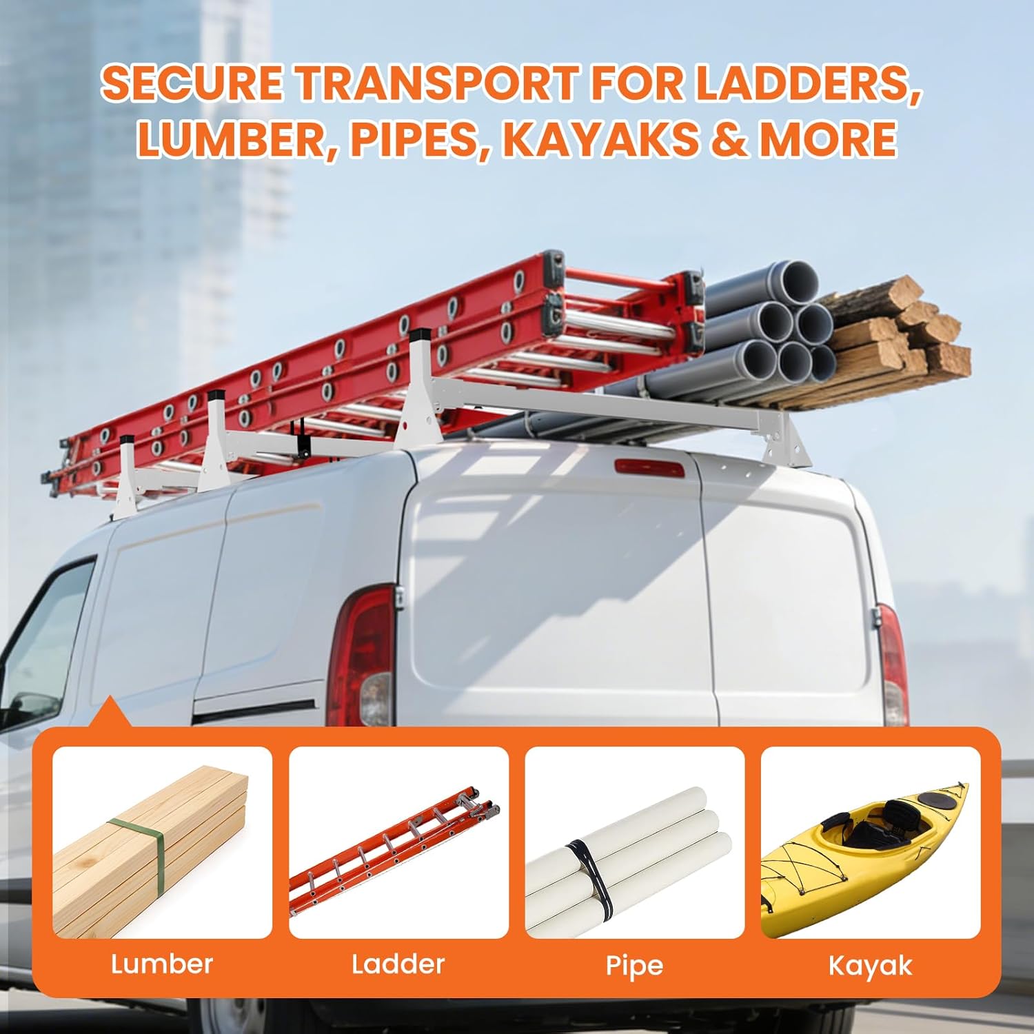 Ram ProMaster City Roof Rack 2015-On | 45" 2-Bar & 3-Bar Ladder Rack - Image 7