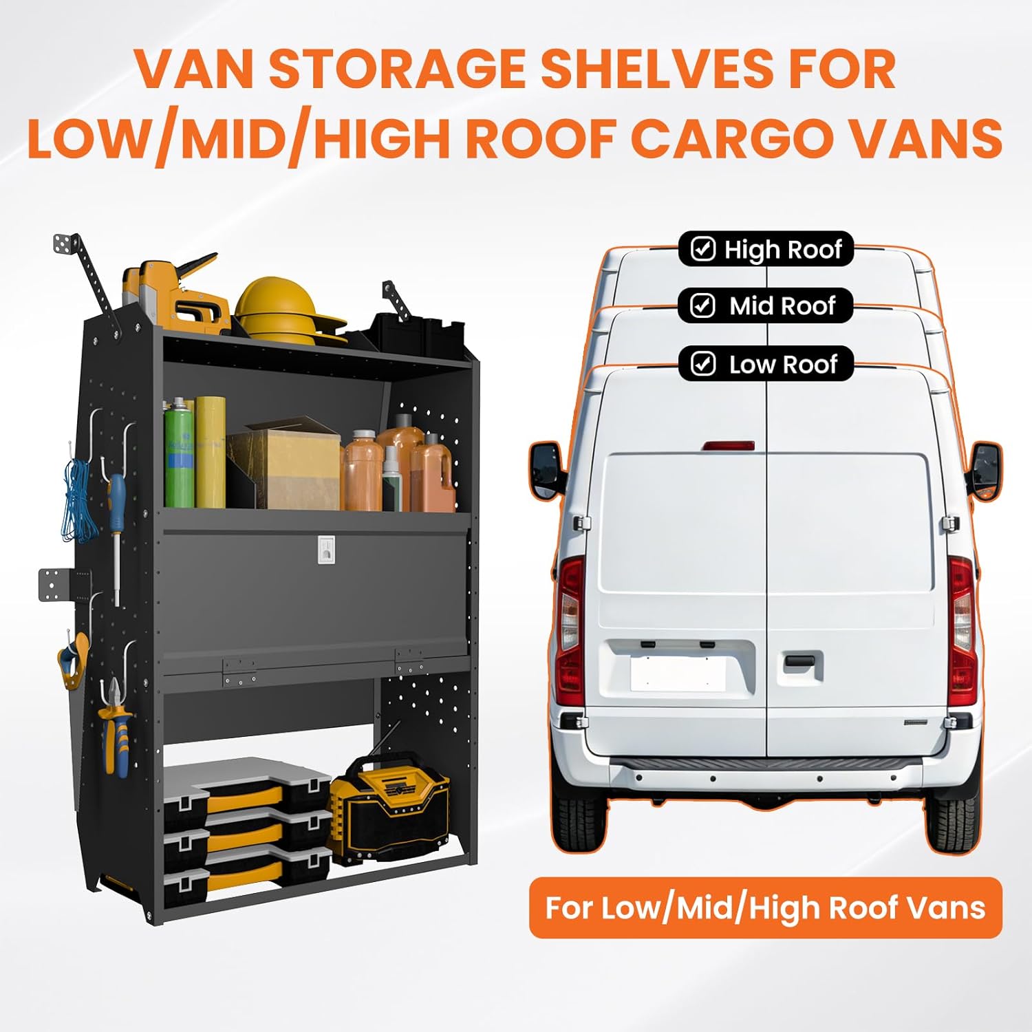 Adjustable Cargo Van Shelving with Lockable Door – 46" H x 13" D Heavy Duty Storage Solution - Image 8