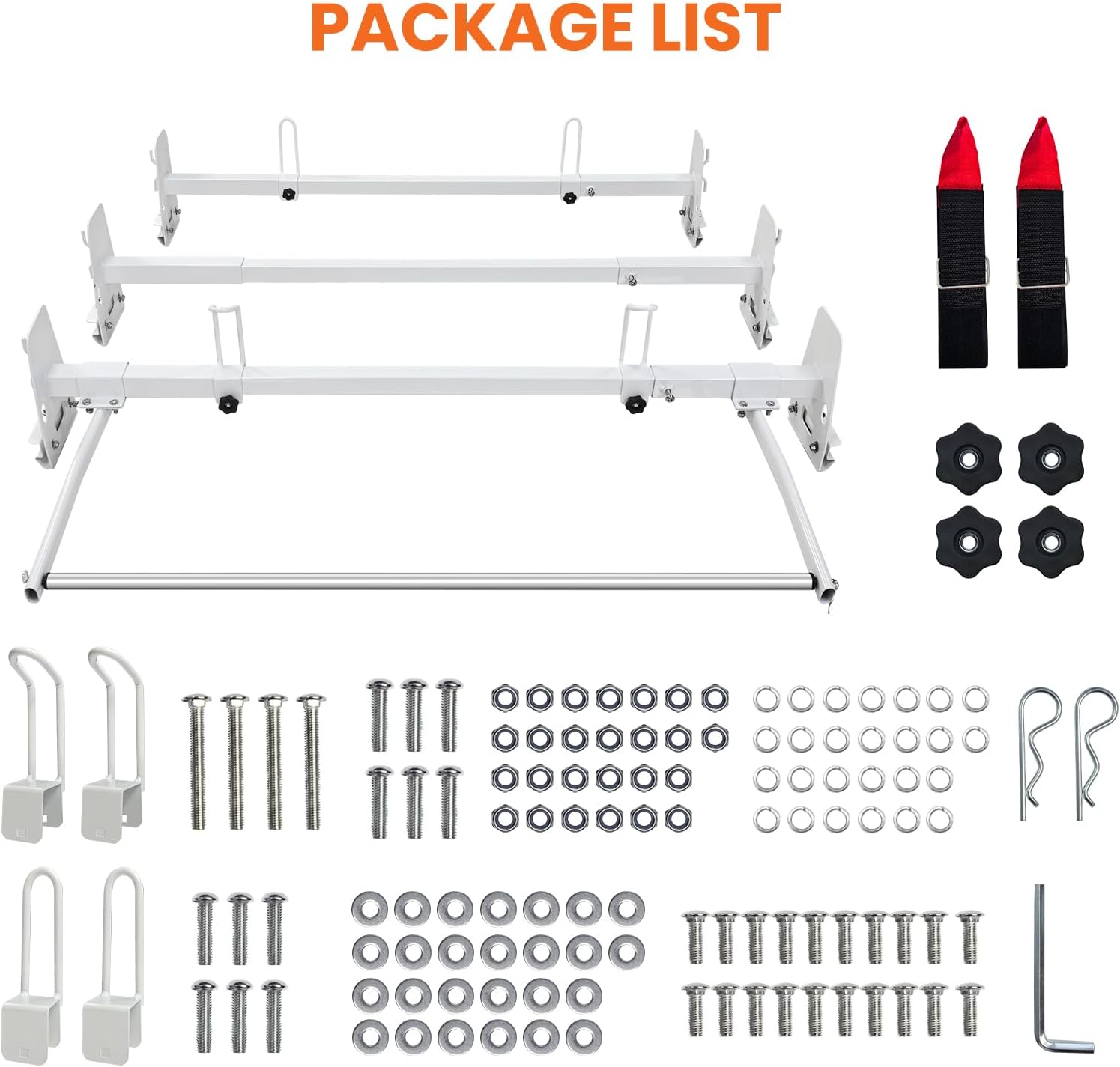 Van Roof Ladder Rack with 3 Adjustable Crossbars (48"-67") – Fits Chevy Express, Econoline & Savana - Image 9