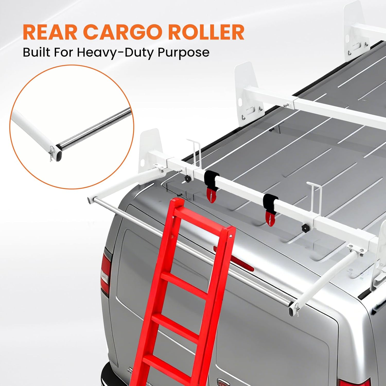 Van Roof Ladder Rack with 3 Adjustable Crossbars (48"-67") – Fits Chevy Express, Econoline & Savana - Image 2