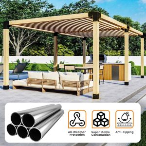 Pergola Brackets 4x4 & Pergola Kit – Heavy Duty 3-Way Corner Brackets for DIY Pergola Builds