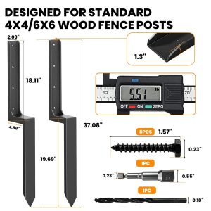 Fence Post Repair Kit for 4x4 & 6x6 – Heavy Duty Fence Mender for Leaning or Broken Posts
