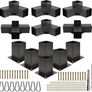 Pergola Brackets 4x4 & Pergola Kit – Heavy Duty 3-Way Corner Brackets for DIY Pergola Builds