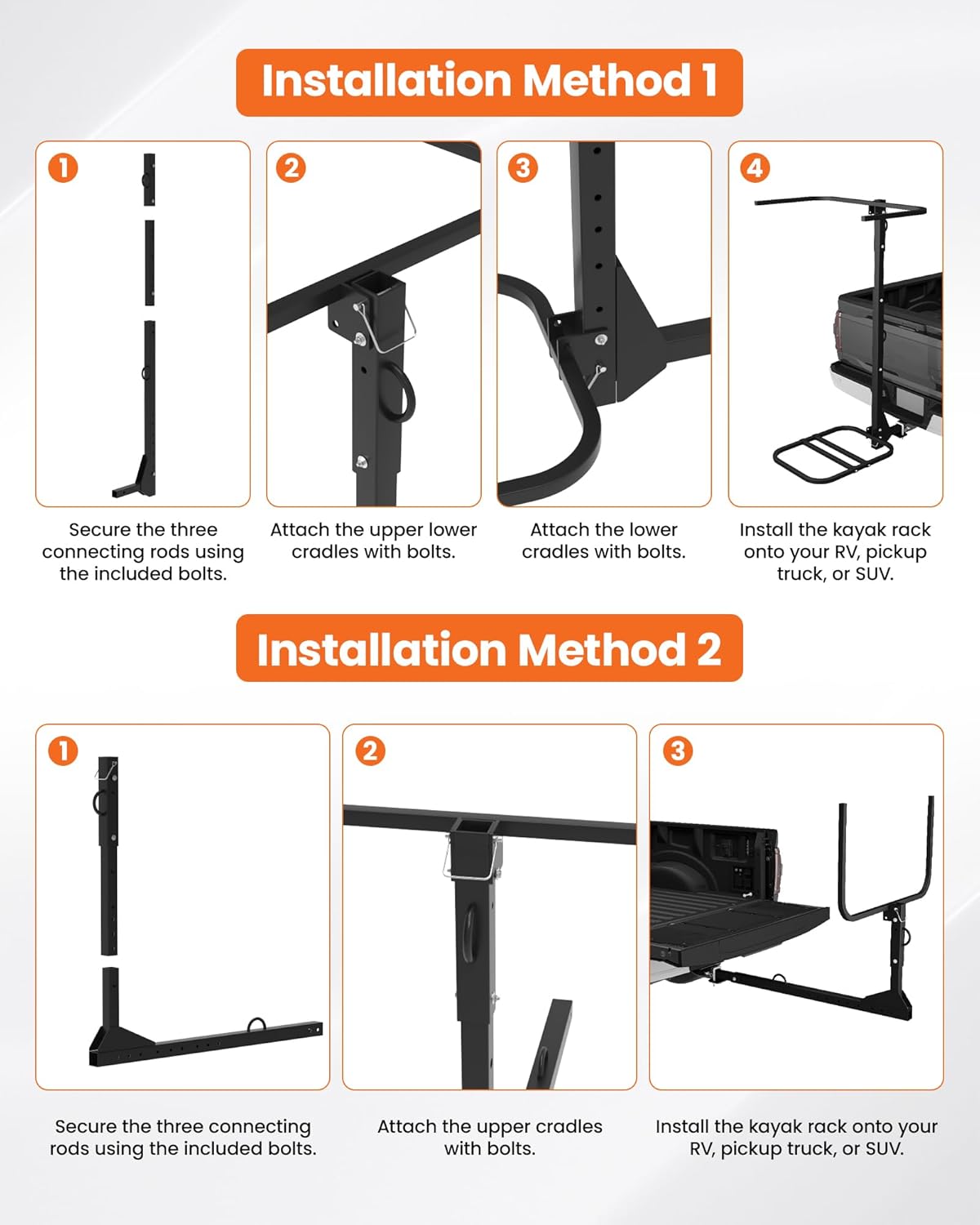 RV Hitch Mount Kayak Rack for 2 Kayaks - Image 9