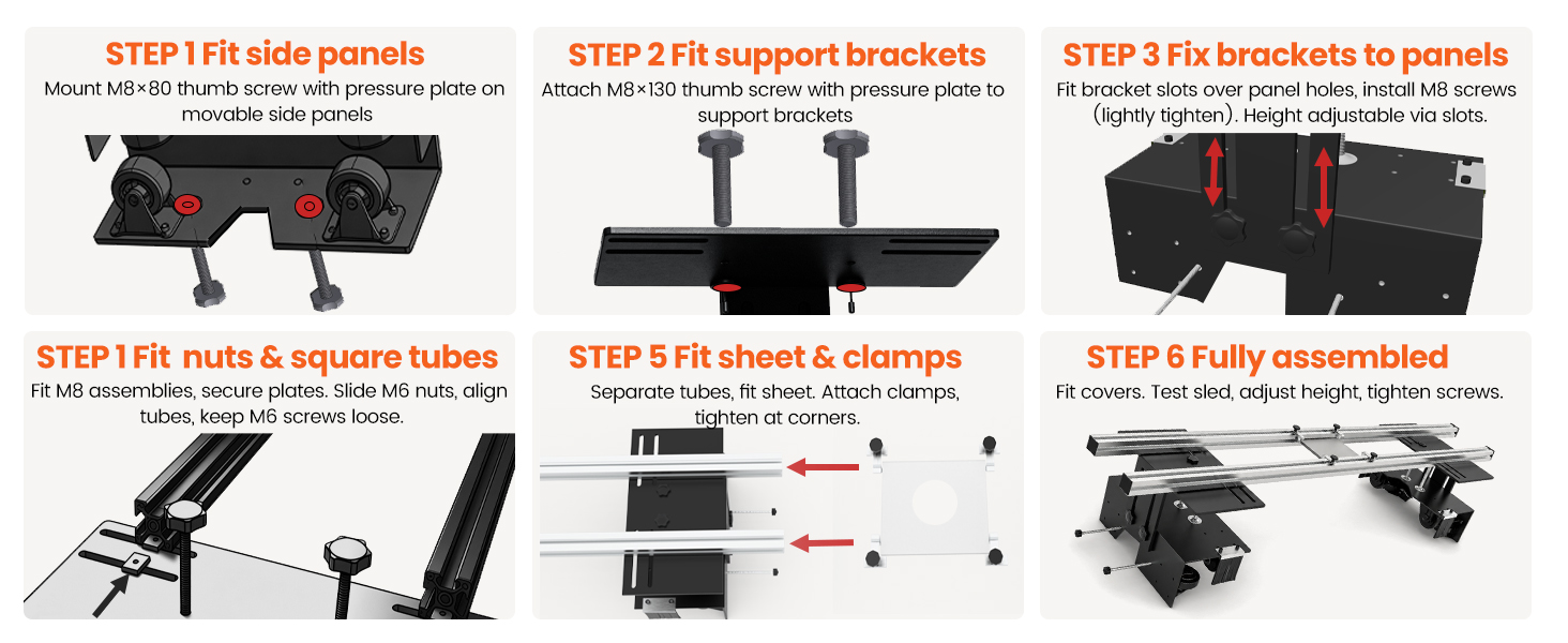 woodworking router sled kit assembly