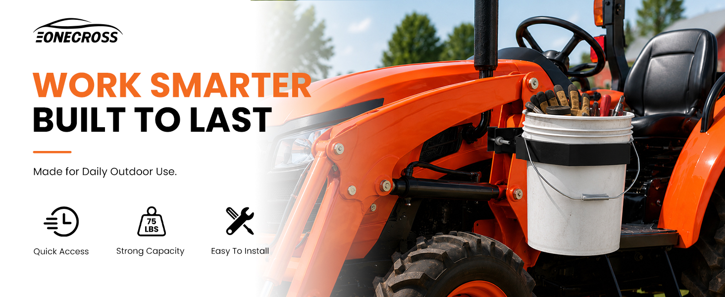 tractor bucket holder carrying tools for farm and outdoor work