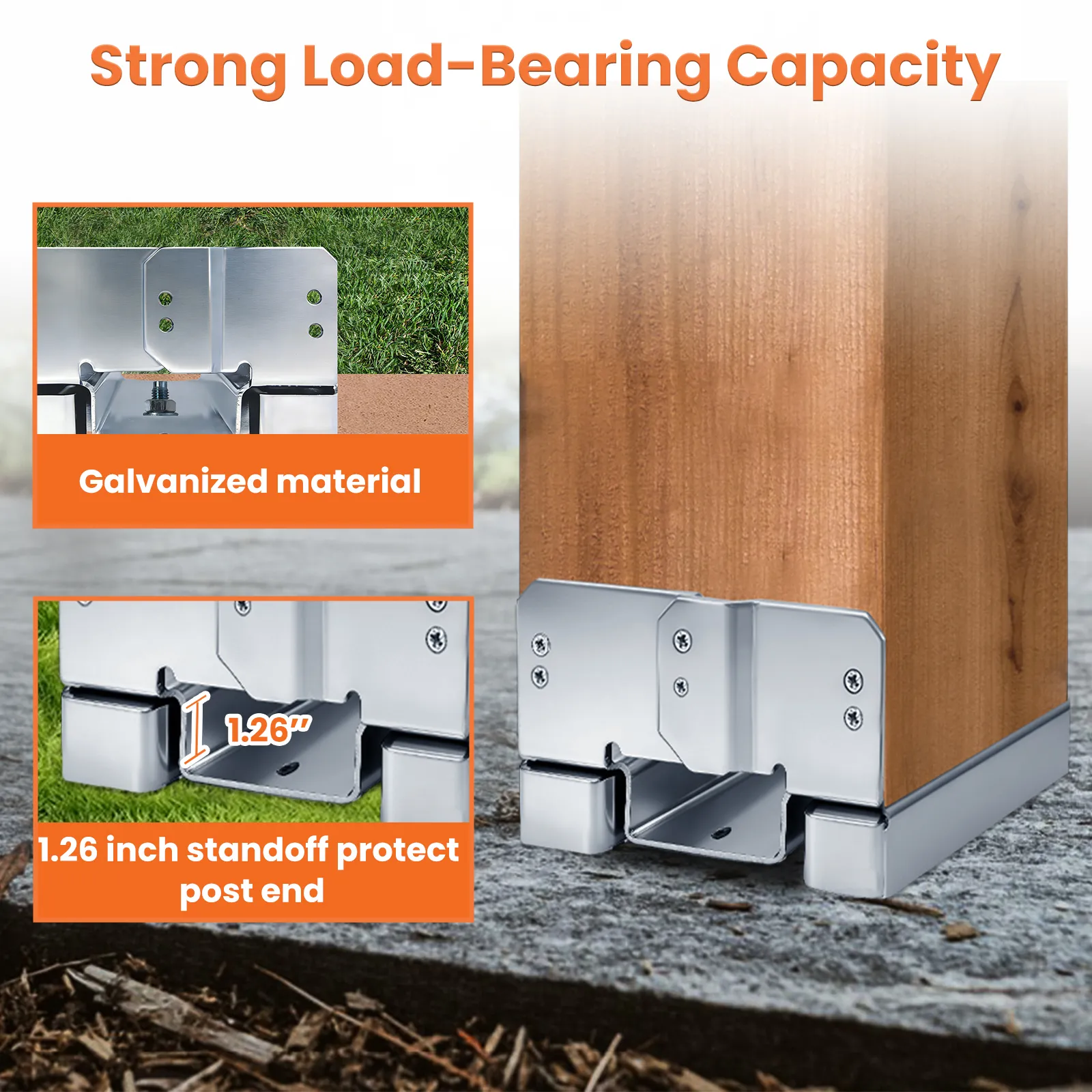 12×12 Post Base for Concrete Heavy Duty Adjustable Post Bracket with 1″ Standoff - Image 3
