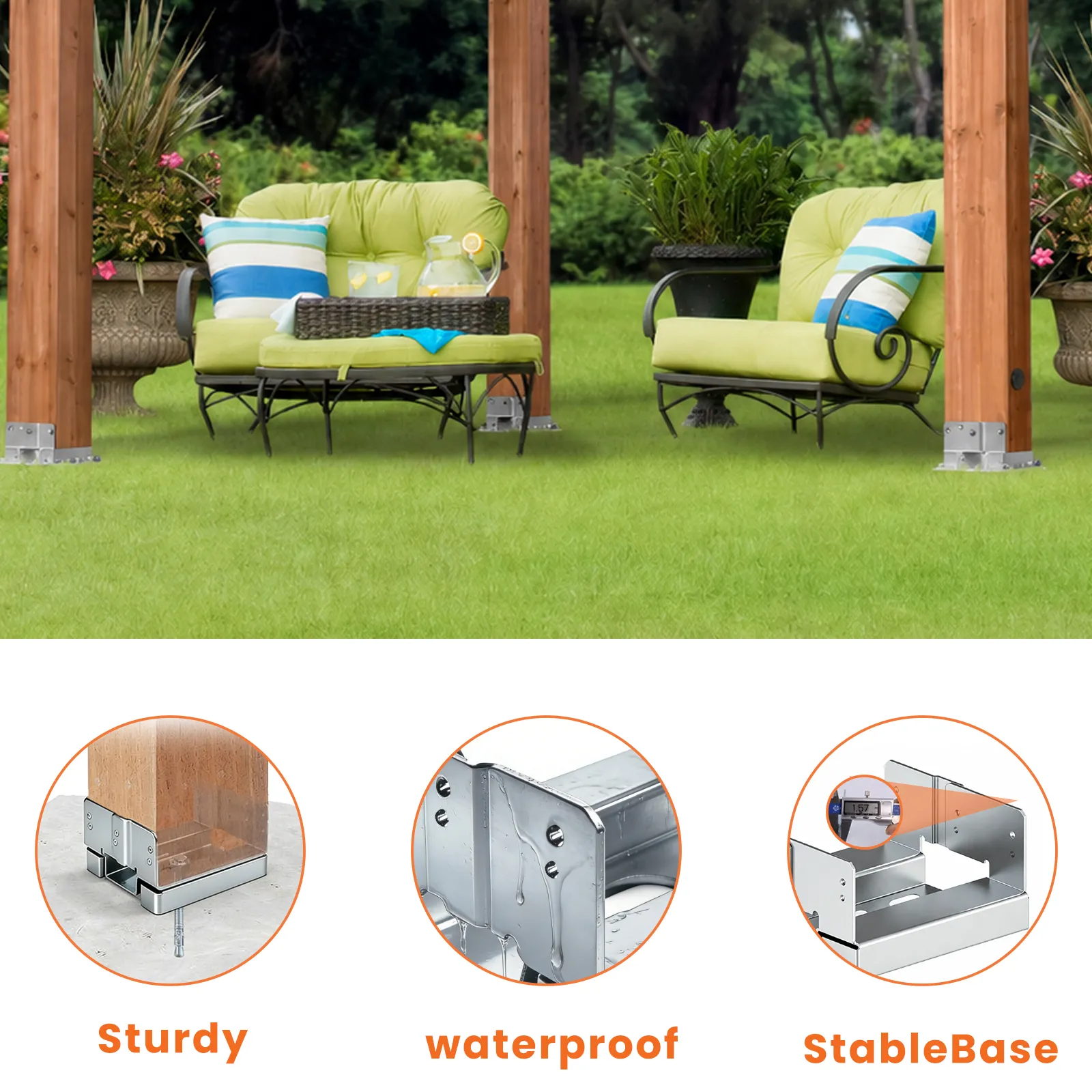 12×12 Post Base for Concrete Heavy Duty Adjustable Post Bracket with 1″ Standoff - Image 4