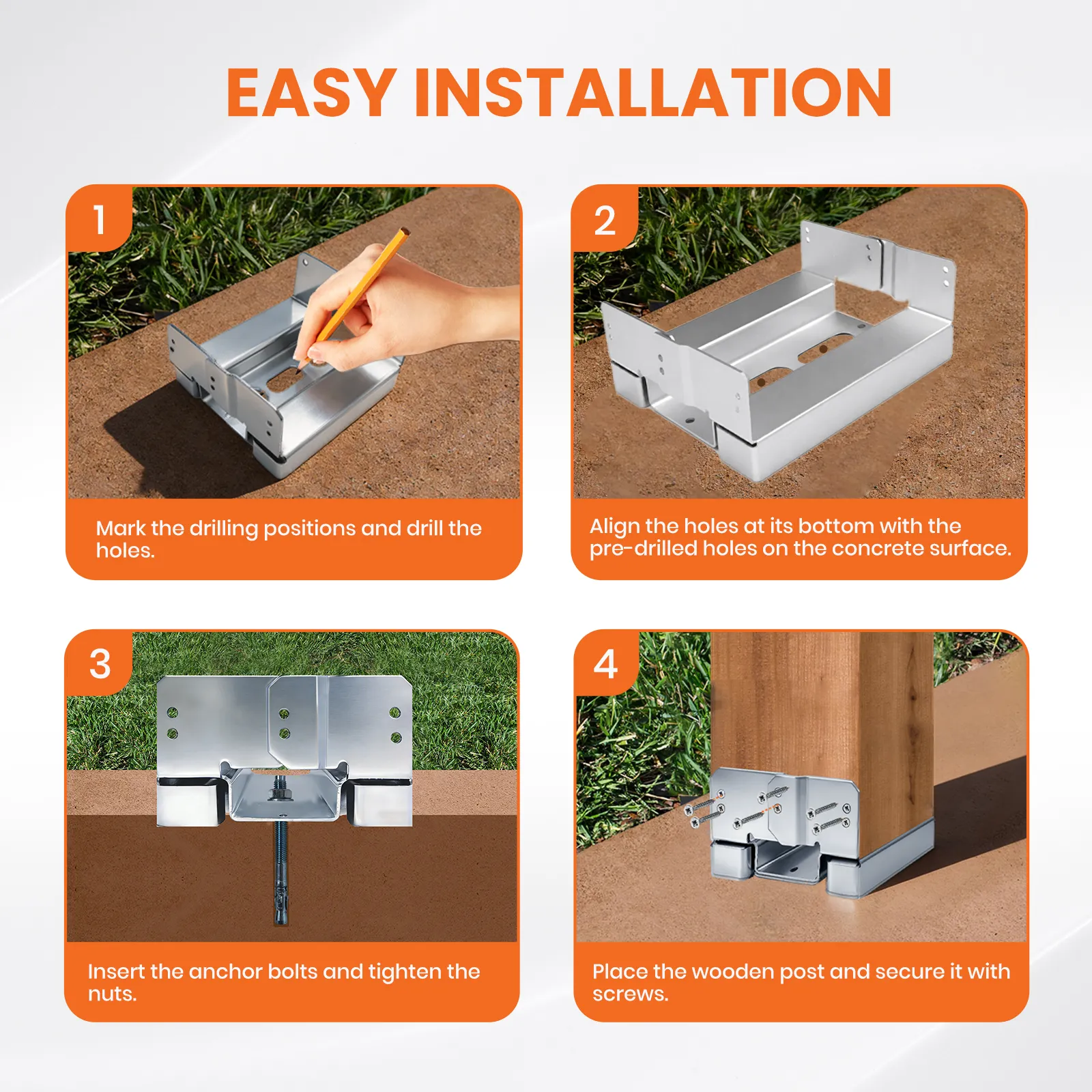 10×10 Post Base for Concrete Heavy Duty Adjustable Post Bracket with 1.2″ Standoff - Image 7