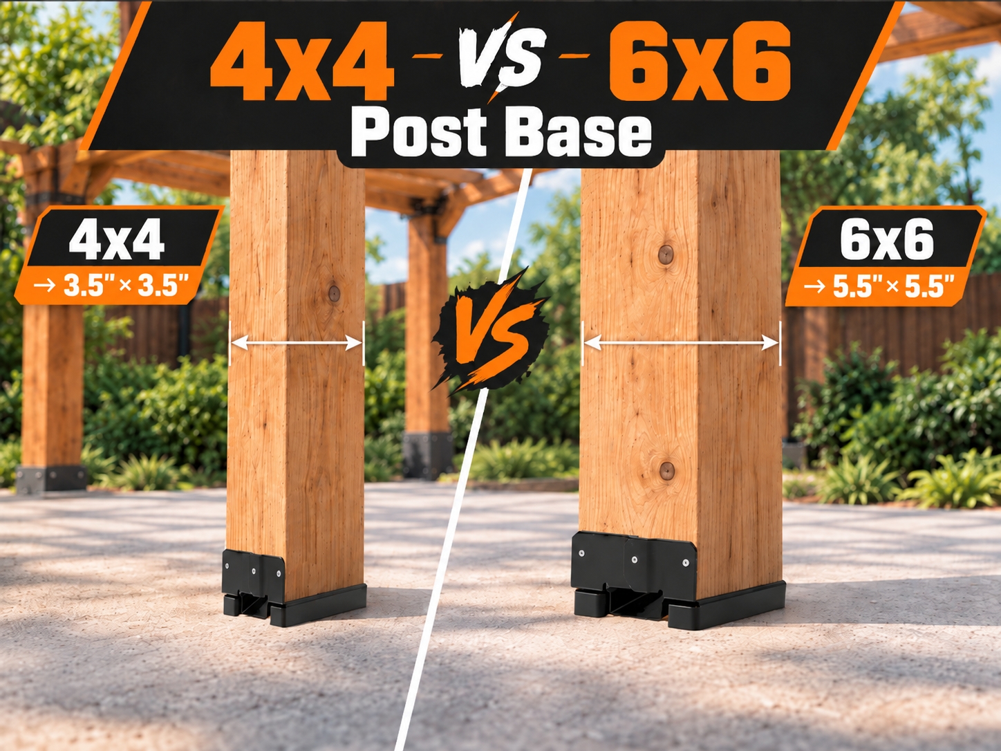4x4 vs 6x6 post base size comparison
