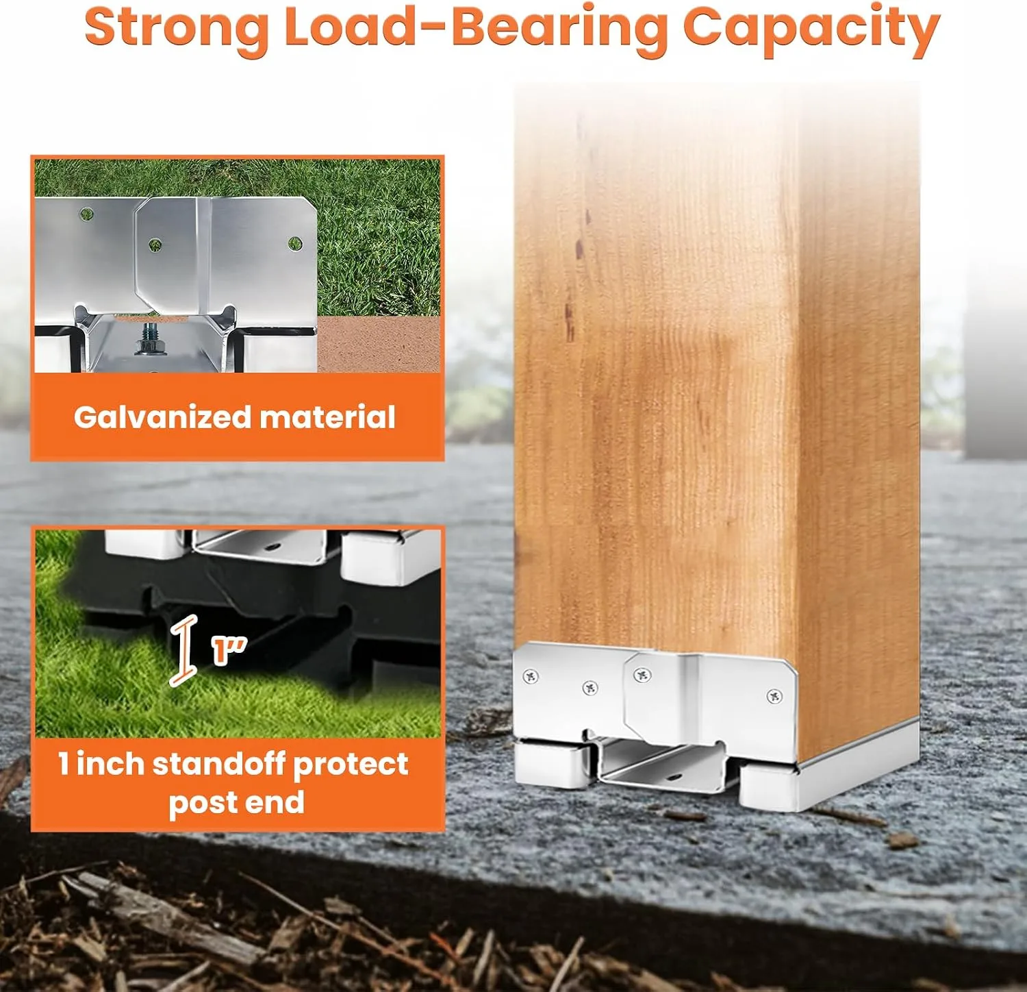 4×6 Post Base for Concrete Heavy Duty Adjustable Post Bracket with 1″ Standoff - Image 4