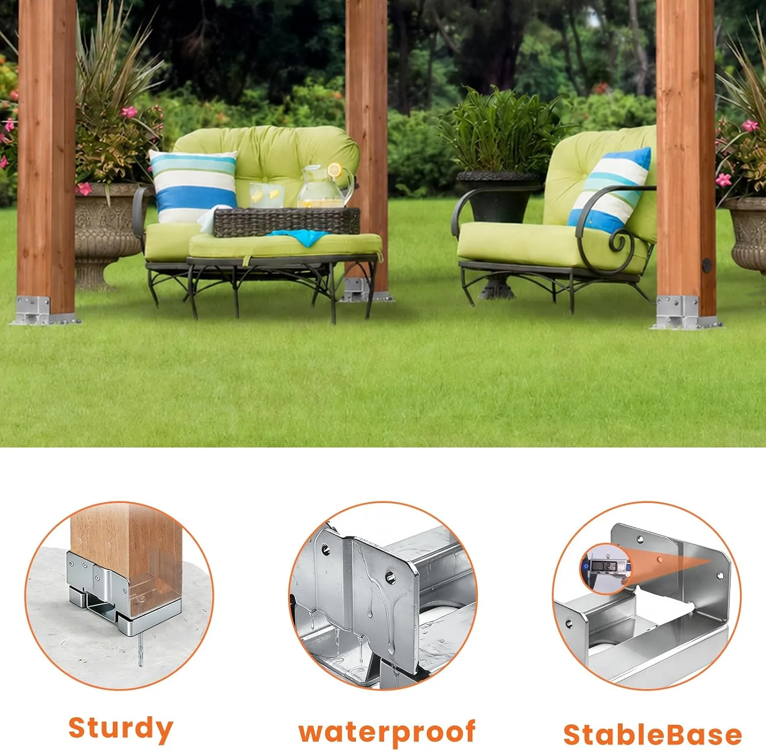 4×6 Post Base for Concrete Heavy Duty Adjustable Post Bracket with 1″ Standoff - Image 5