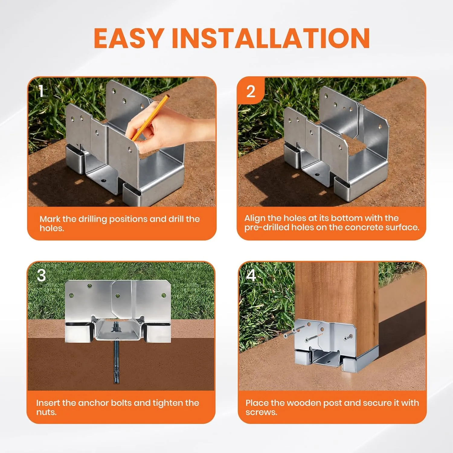 4×6 Post Base for Concrete Heavy Duty Adjustable Post Bracket with 1″ Standoff - Image 8